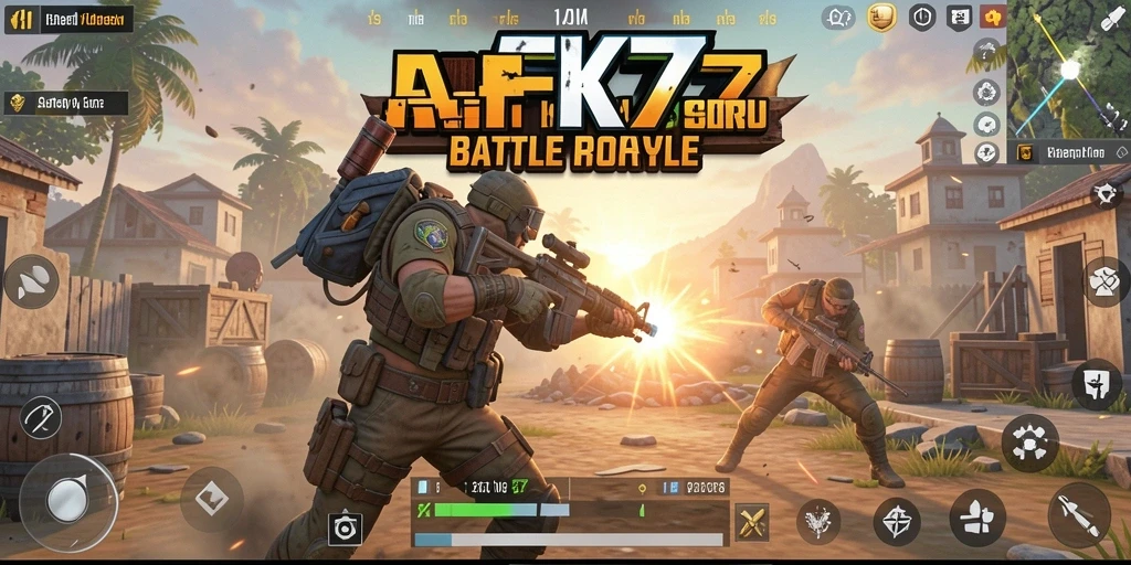 Tangkapan layar AFK77 menampilkan aksi mendebarkan dalam pertempuran Battle Royale.