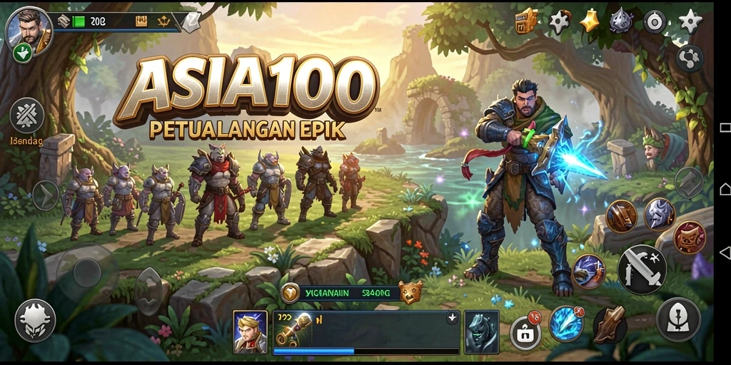 Gameplay ASIA100 yang menampilkan pertarungan dan eksplorasi dunia yang luas.
