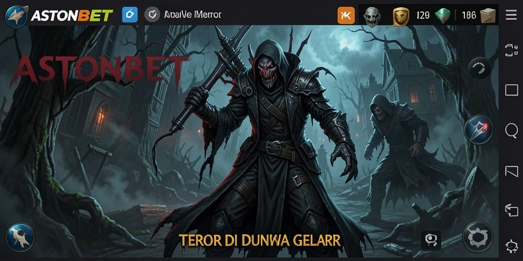 Tangkapan layar gameplay ASTONBET menampilkan suasana horor yang mencekam.