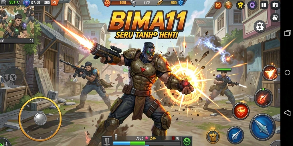 Tampilan gameplay menampilkan aksi pertarungan yang intens dan mendebarkan.
