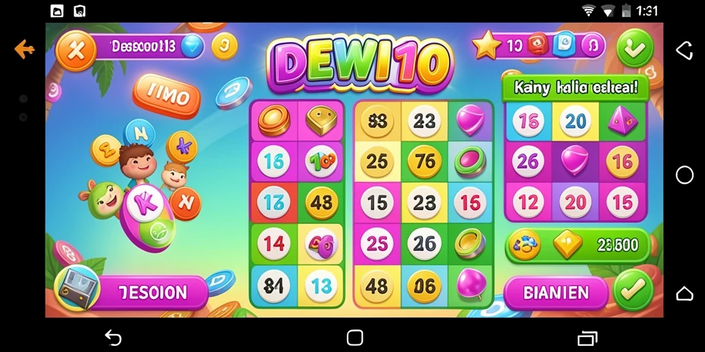 Tampilan gameplay seru di aplikasi Bingo DEWI11 dengan fitur menarik.