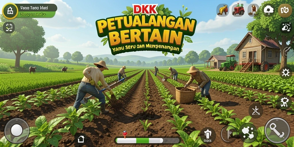 Screenshot gameplay DKK menampilkan petualangan bertani yang seru.