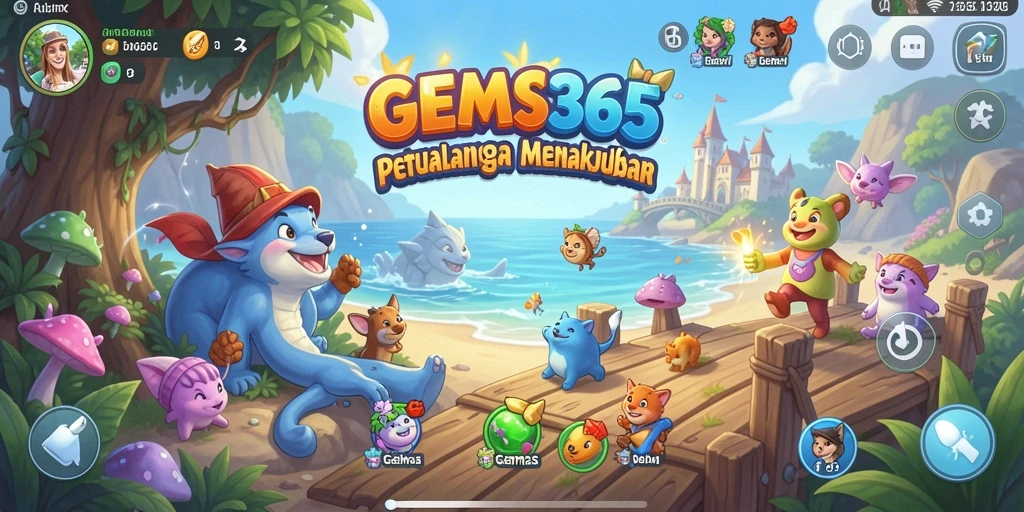 Screenshot GEMS365 menampilkan aksi petualangan yang mendebarkan.