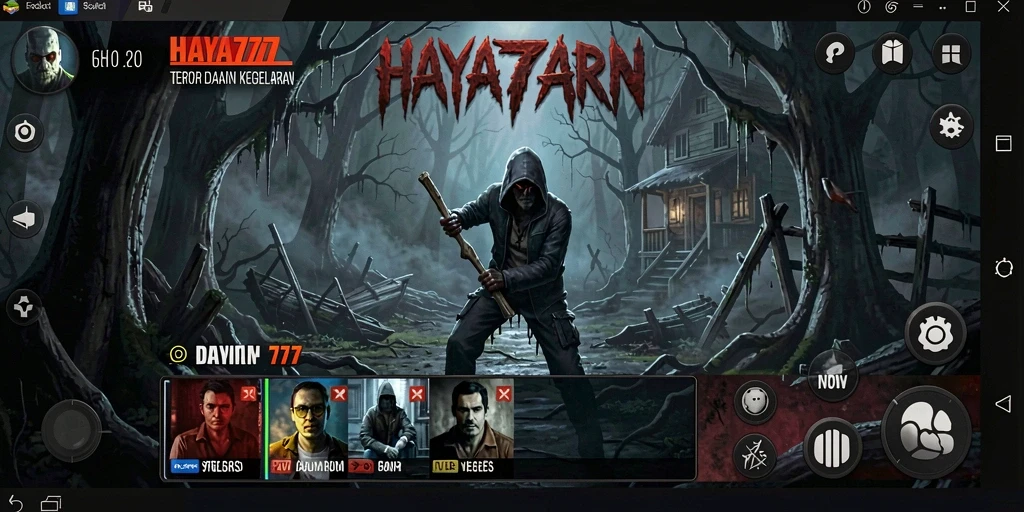 Screenshot gameplay HAYA777 menampilkan suasana menyeramkan di lokasi angker.