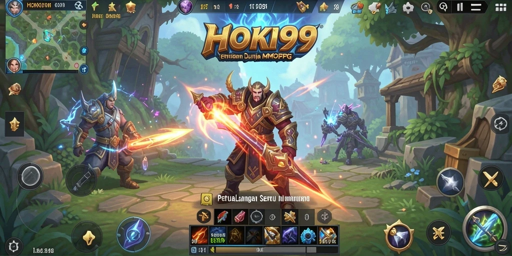 Screenshot HOKI99 menampilkan aksi bertempur seru dalam dunia MMORPG.