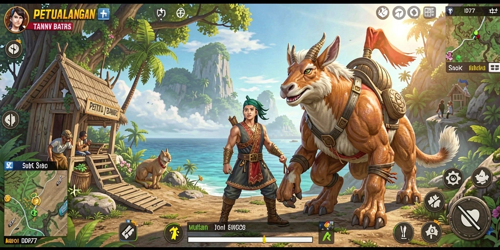 Screenshot gameplay IDR77 menampilkan dunia terbuka yang luas dan indah.