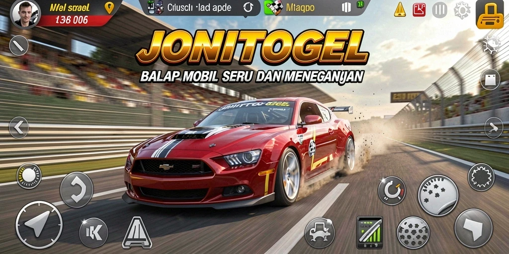 Gameplay menegangkan dalam JONITOGEL saat mobil melaju di trek balap.