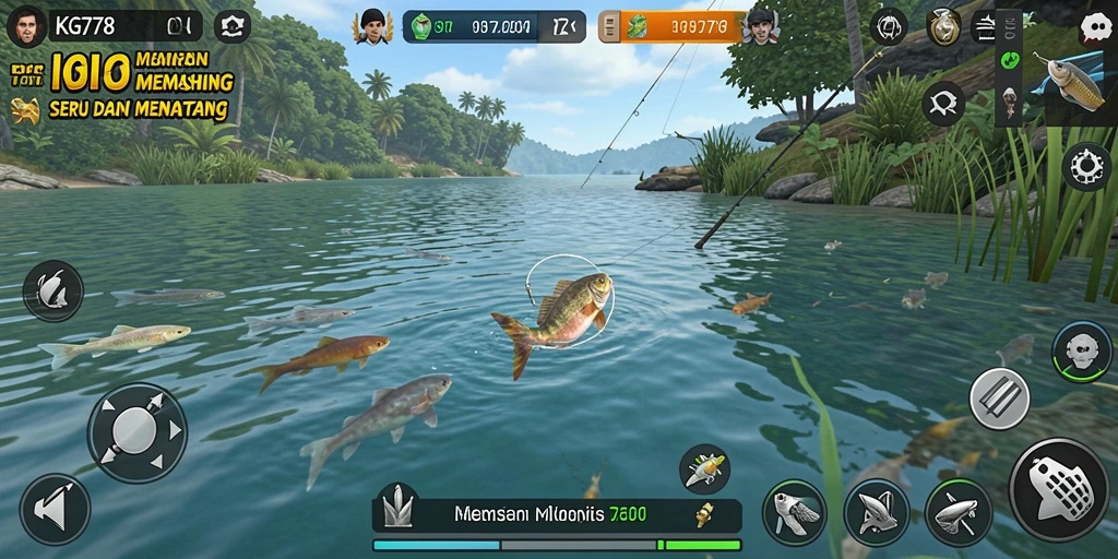 Tampilan gameplay KG778 dengan aksi memancing yang seru dan menarik.