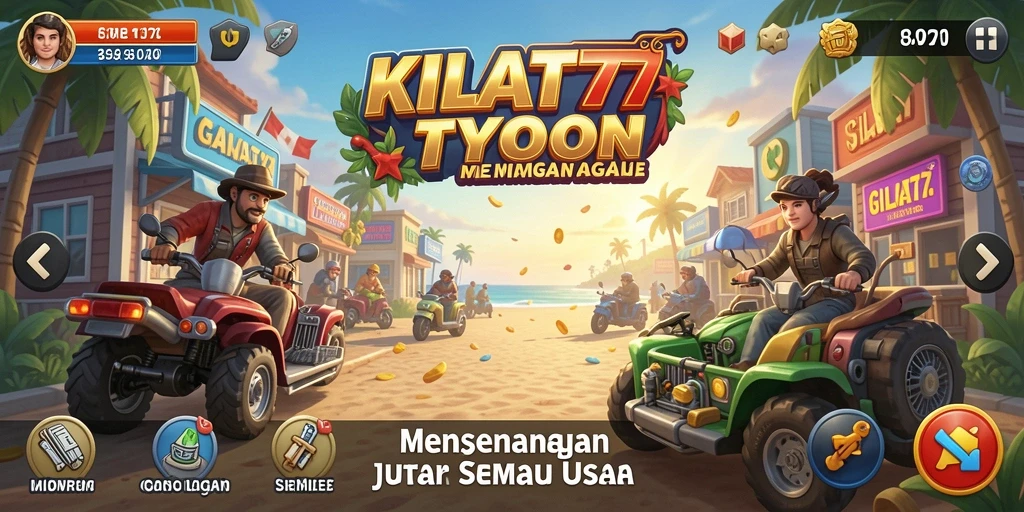 Tampilan gameplay KILAT77 dengan berbagai elemen Tycoon yang menarik.