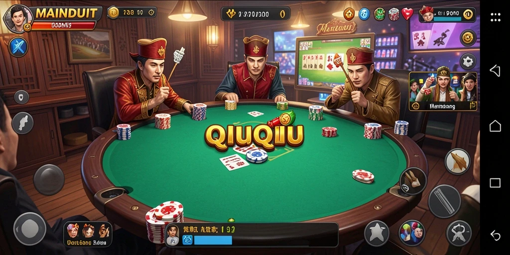 Tampilan gameplay seru QiuQiu di MAINDUIT.
