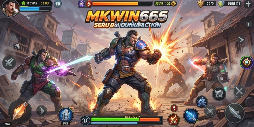 Screenshot utama MKWIN666 menunjukkan adegan aksi yang mendebarkan dari gameplay.