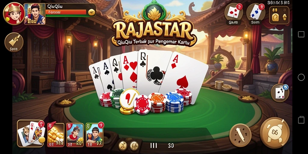 Tampilan nyata gameplay QiuQiu di RAJASTAR dengan pemain sedang bermain.
