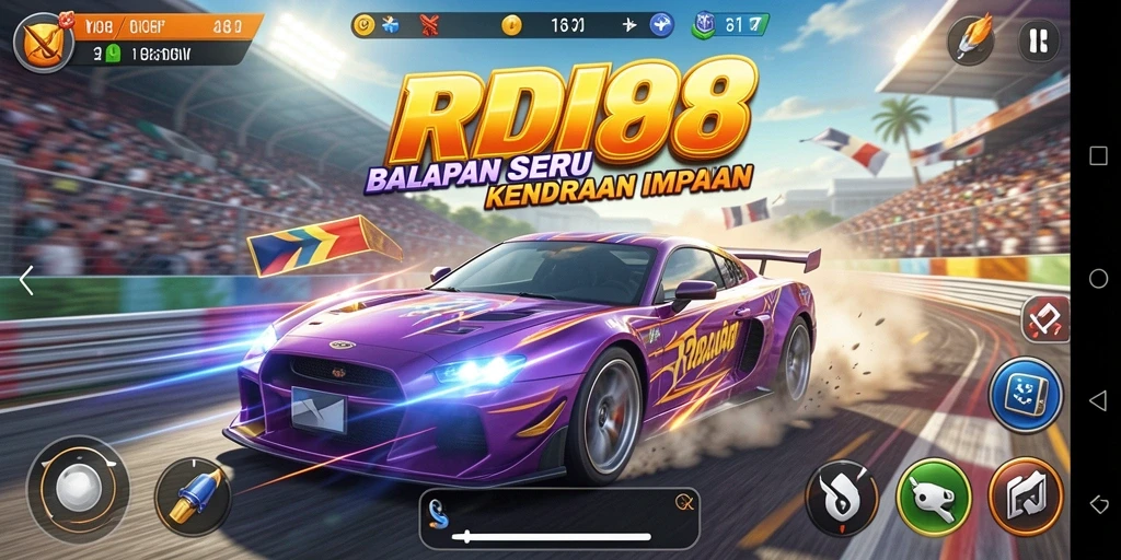 Tampilan gameplay RDI88 yang mendebarkan di lintasan balapan.