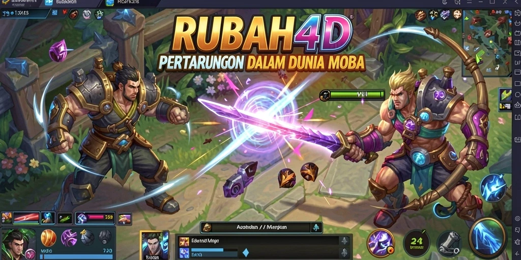 Tangkapan layar gameplay RUBAH4D menampilkan pertarungan epik antar karakter.