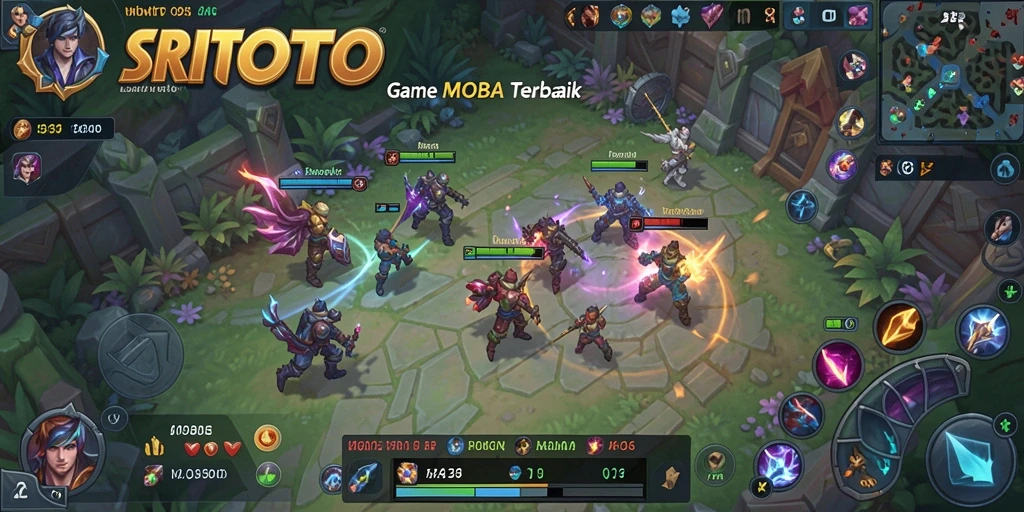 Tangkapan layar SRITOTO menampilkan aksi pertarungan seru di arena MOBA.