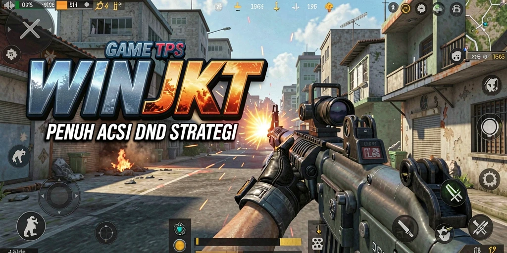 Screenshot utama WINJKT menunjukkan aksi seru dalam gameplay TPS.