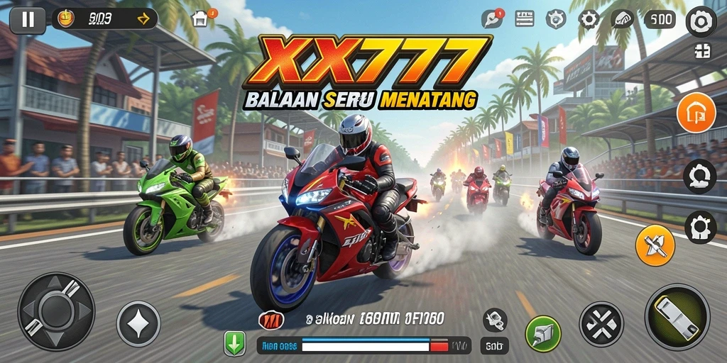Screenshot menampilkan aksi balapan motor yang mendebarkan dan grafis yang menawan.