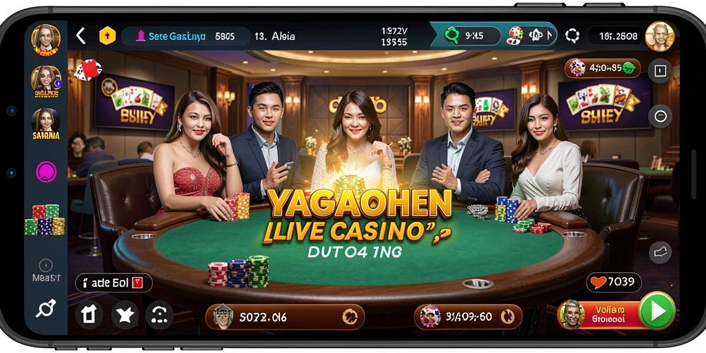 Screenshot YAGAOHEN menampilkan dealer langsung dan suasana kasino yang mendebarkan.